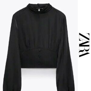 Zara SATIN effect crop top